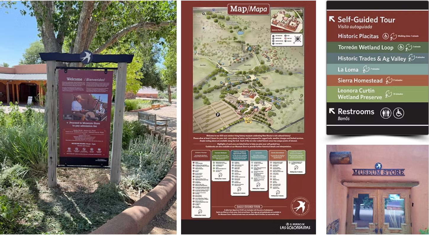 El Rancho de las Golondrinas wayfinding and signage