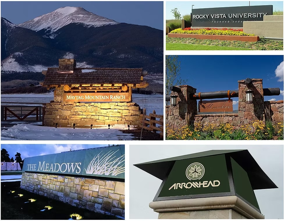 Entry monument signage collage