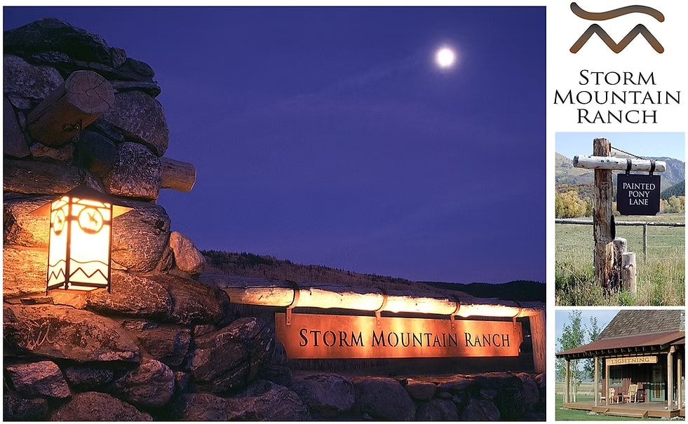 Storm Mountain Ranch entry monument and wayfinding